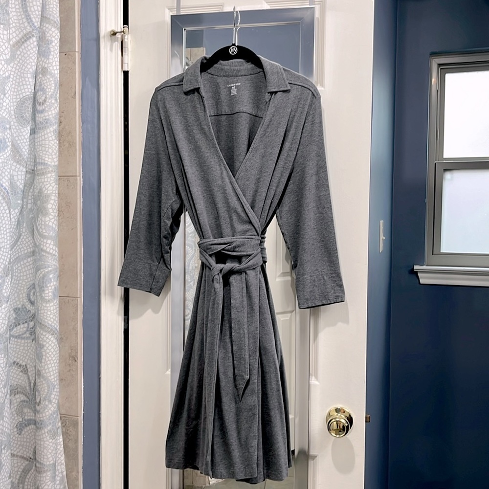 Grey jersey knit wrap dress by Lands End